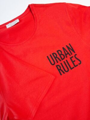 Футболка мужская хлопковая цвет красный принт URBAN RULES (обхват груди 106 см) размер XL ALTITUDINE