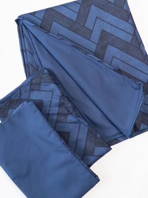Комплект двухсторонний постельного белья пододеяльник на молнии размер  152х200 см + наволочка 2 шт размер 48х80 см цвет синий с узорами LIVARNO