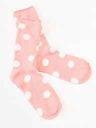 Носки хлопковые длинные для девочки цвет розовый принт горох длина стопы 20-22 см размер обуви 32-34 OVS