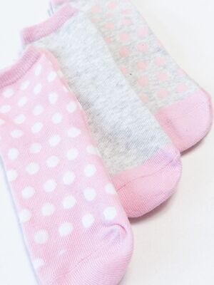 Носки хлопковые для девочки комплект из 3 пар цвет серый/розовый принт горох длина стопы 14-16 см размер обуви 23-25 RESERVED