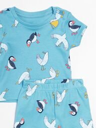 Комплект для малышей майка и шорты принт птицы цвет голубой на рост 62 см Primark