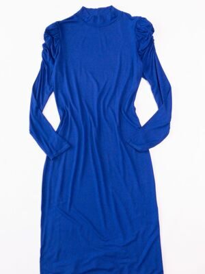 Платье трикотажное из вискозы со сборкой на плечах цвет синий размер EUR XL (rus 50) Sisters Point