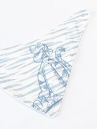 Нагрудник хлопковый на махровой подкладке цвет белый/голубой принт тигр размер 18*36 см Primark