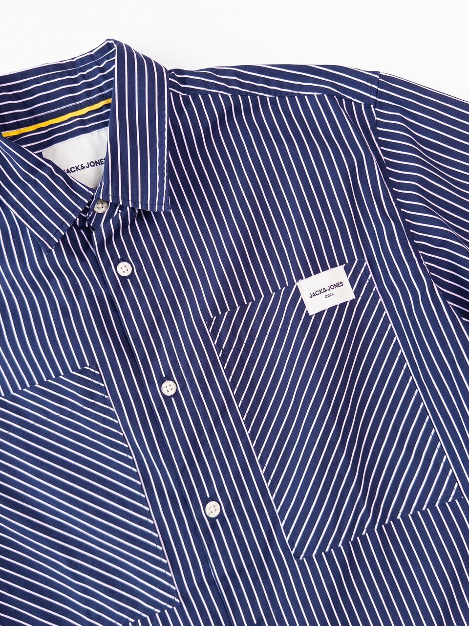 Рубашка мужская на пуговицах цвет темно-синий/полоска размер М Jack&Jones