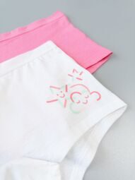 Трусы шорты хлопковые для девочки цвет белый/розовый принт звезды рост 134/140 C&A