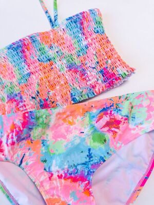 Купальник раздельный для девочки верх купальника из жатой ткани + трусы плавки разноцветный рост 158 см Primark
