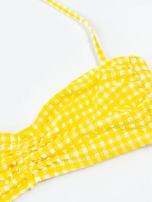 Верх бикини на полной подкладке цвет желтый/белая клетка размер EUR 40 (rus 46) H&M