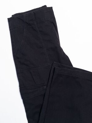Брюки-карго широкие из хлопкового твила женские ширинка на потайной молнии и крючке цвет черный размер EUR 46 (rus 52) H&M