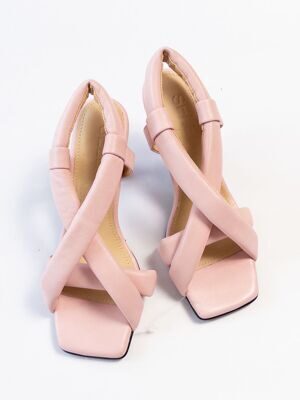 Босоножки на каблуке (высота 7.5 см) из искусственной кожи цвет розовый размер 36 (длина стельки 23 см) SELECTED FEMME