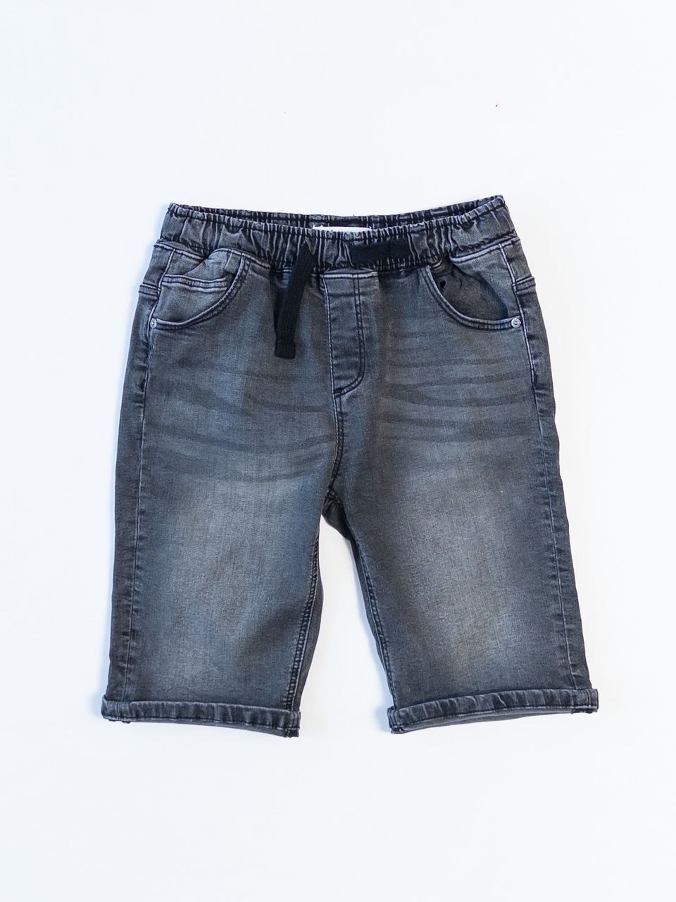 Шорты джинсовые плотные для мальчика на резинке цвет темно-серый на рост 140 см. RESERVED