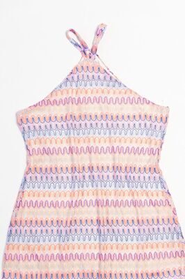 Платье из мягкой трикотажной ткани короткое женское бретели застегиваемые на пуговицу сзади / на подкладке из джерси цвет светло-розовый/узор размер EUR L (rus 46-48) H&M