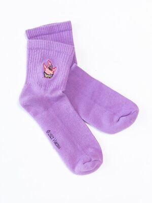 Носки хлопковые с махровой стопой цвет фиолетовый с принтом длина стопы 20-22 см размер обуви 32-34 H&M