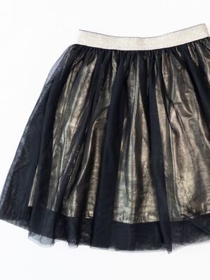 Юбка фатиновая для девочки на металлизированной подкладке цвет черный/золотой/люрексная нить рост 140 см OVS