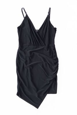 Платье мини на регулируемых бретелях с драпировкой спереди цвет черный размер EUR 40 (rus 44) MISSGUIDED