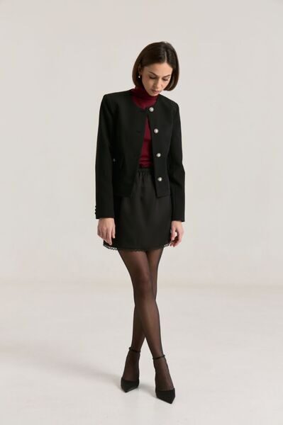 Юбка из атласа цвет черный (2440-2)