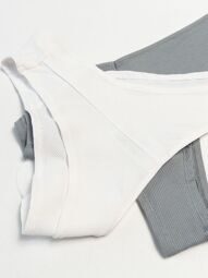Трусы стринги хлопковые женские в рубчик комплект из 2 шт цвет мятный/белый размер EUR XXL (rus 50-52) H&M
