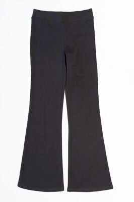 Брюки из хлопкового трикотажа для девочки клеш от колена цвет черный на рост 134/140 см 9-10 лет H&M