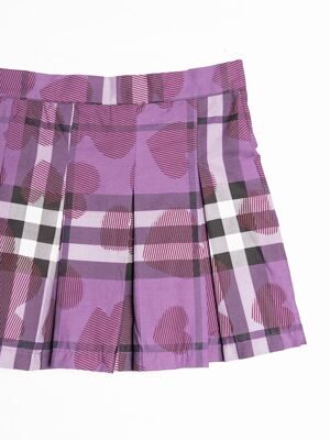 Юбка хлопковая на подкладке для девочки сбоку на молнии цвет фиолетовый/сердечки на рост 128 см 8 лет BURBERRY