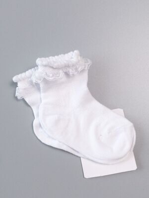 Носки для девочки с кружевной оборкой цвет белый стопа 10-12 см на 6-12 мес OVS