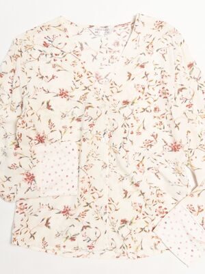 Рубашка домашняя женская из вискозы цвет молочный/цветы размер EUR 32/34 (rus 38-40) Primark