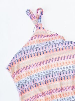 Платье из мягкой трикотажной ткани короткое женское бретели застегиваемые на пуговицу сзади / на подкладке из джерси цвет светло-розовый/узор размер EUR M (rus 44-46) H&M