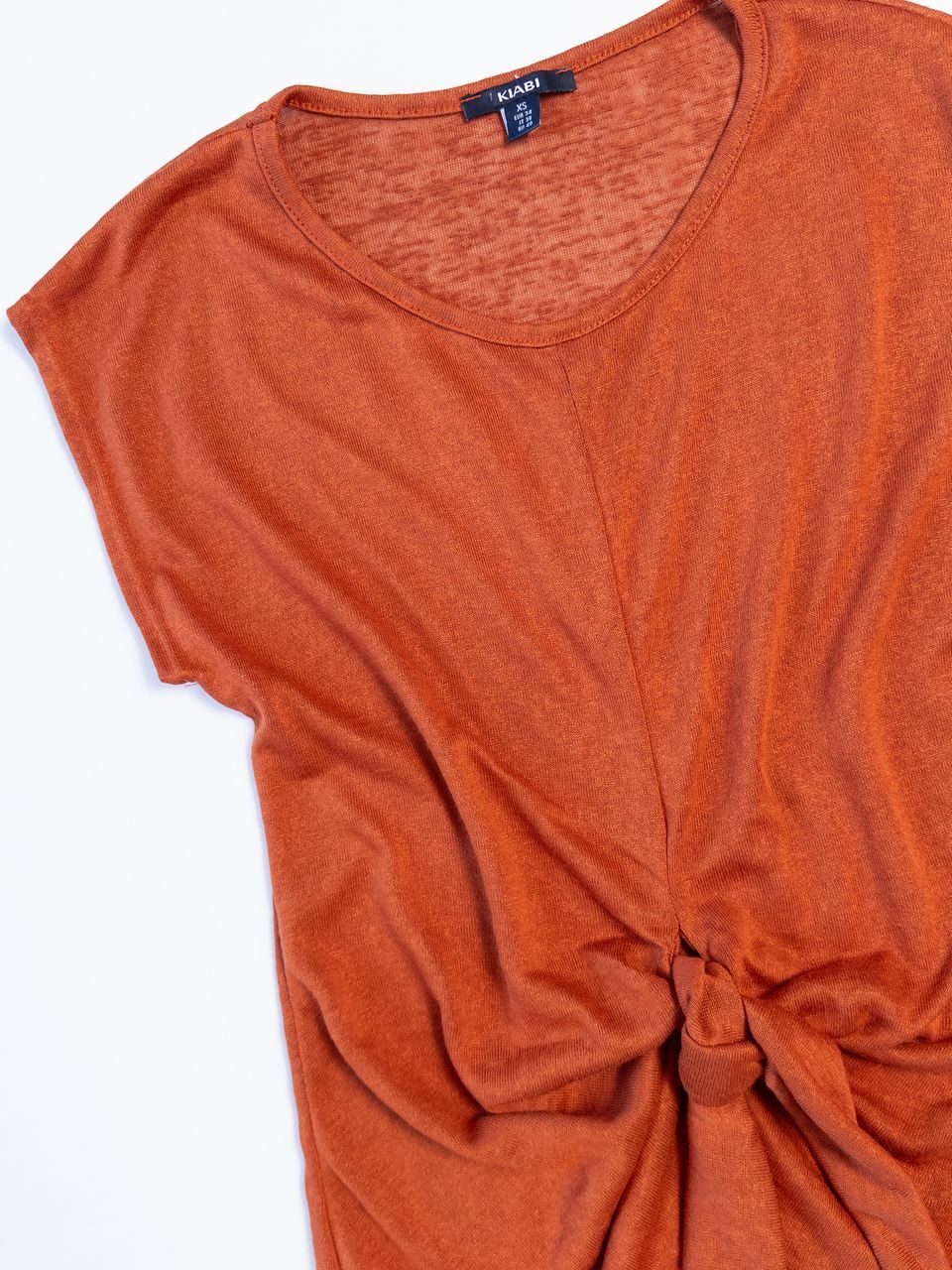 Блуза трикотажная с декоративным узлом цвет терракотовый размер EUR 34 (rus 40) KIABI