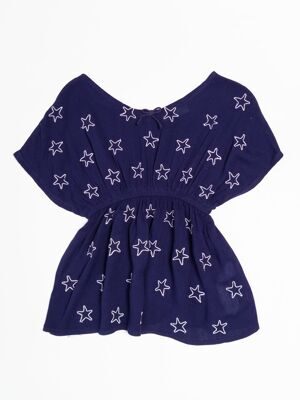 Платье туника резинка в талии цвет фиолетовый принт звезды на рост 92 см Primark