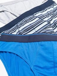 Трусы плавки мужские 48% MODAL комплект из 3 шт. цвет синий/серый/полоска размер EUR L Primark