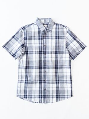 Легкая хлопковая мужская рубашка цвет серый/клетка размер EUR S (rus 46) C&A