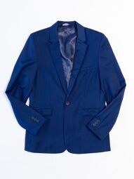 Пиджак однобортный с добавлением вискозы  на подкладке с карманами на пуговицах цвет синий рост 158-164 см (rus XS)  George