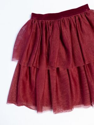 Юбка фатиновая на подкладке, в поясе резинка цвет бордовый/блестящая крошка на рост 134/140 см 9-10 лет H&M