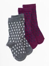 Носки хлопковые для девочки комплект из 2 пар цвет серый/бордовый с принтом длина стопы 14-16 размер обуви 23-25 OVS