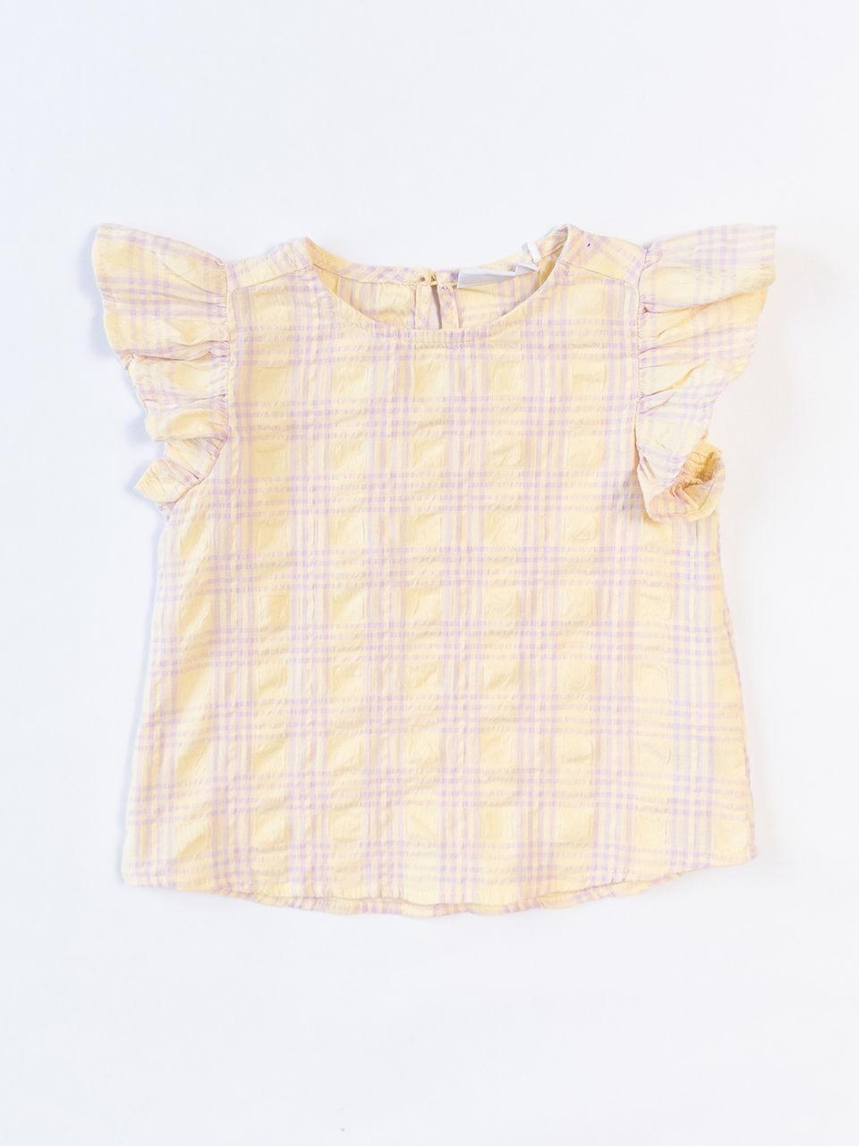 Блуза для девочки с оборками цвет желтый/клетка на рост 92 см 1.5-2 года name it