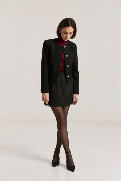 Юбка из атласа цвет черный (2440-2)