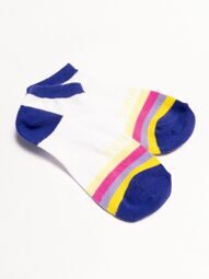 Носки хлопковые короткие для девочки цвет белый/фиолетовый/полоска с текстовым принтом длина стопы 18-20 см (размер обуви 29-31) Primark