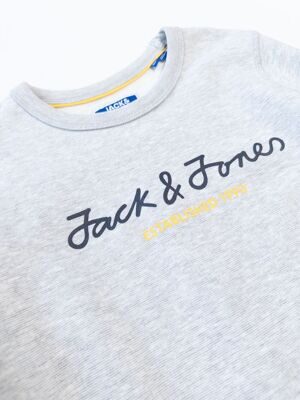 Свитшот с начесом для мальчика цвет светло-серый с текстовым принтом рост 152 см Jack&Jones