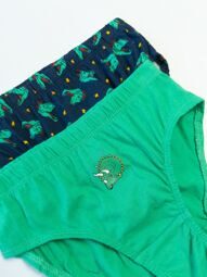 Трусы плавки хлопковые для мальчика комплект из 2 шт цвет зеленый/темно-синий принт динозавры рост 134 см Primark