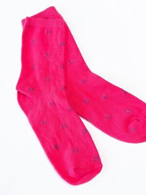 Носки хлопковые для девочки цвет розовый/люрексная нить принт горох длина стопы 20-22 см размер обуви 32-34 H&M
