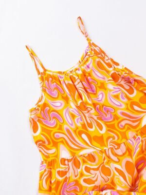 Сарафан из вискозы  для девочки цвет оранжевый/белый/желтый с узором рост 146 см  Primark