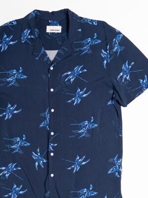 Рубашка легкая из вискозы мужская цвет темно-синий/пальмы размер EUR XXL Blend