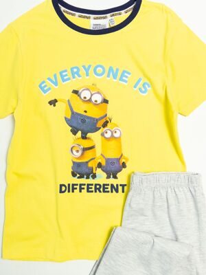 Комплект хлопковый для мальчика футболка + брюки цвет желтый/серый меланж принт MINIONS на рост 134 см Primark