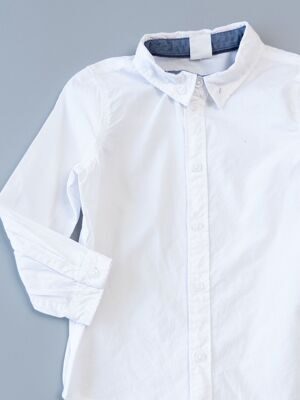 Рубашка хлопковая для мальчика с длинным рукавом на пуговицах цвет белый рост 92 см H&M