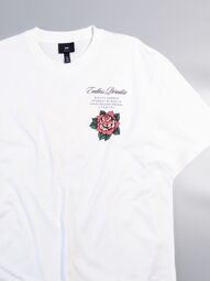 Футболка из плотного хлопка мужская цвет белый принт роза размер L H&M