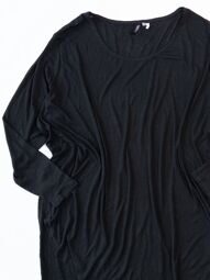 Туника женская в рубчик сзади удлинённая с разрезами сбоку цвет черный размер EUR 4XL rus (64-68) H&M
