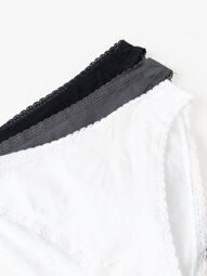 Трусы бикини хлопковые женские комплект из 3 шт цвет чёрный/черный/белый размер EUR XS (rus 38-40) H&M