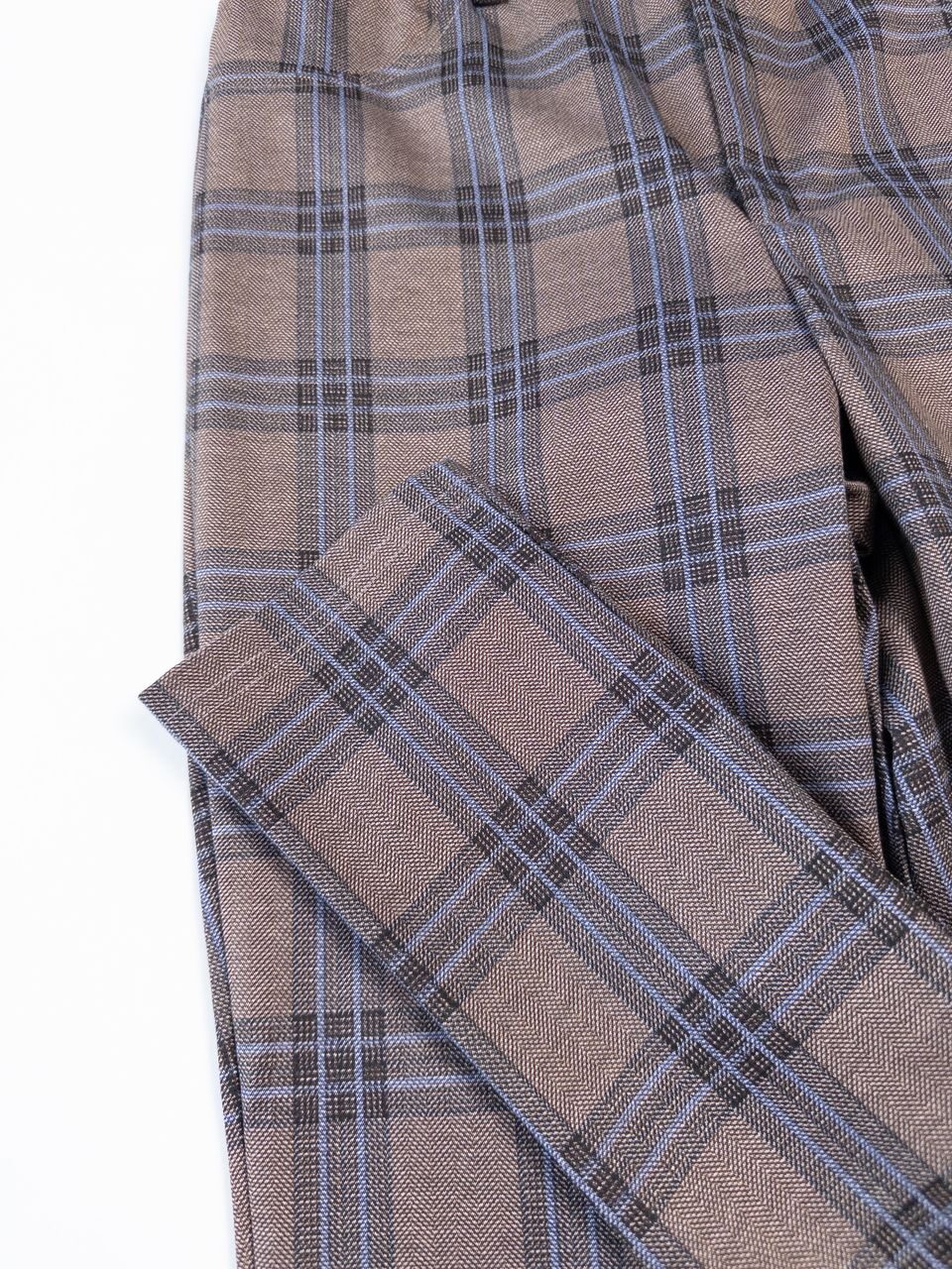 Брюки женские трикотажные из эластичной ткани в поясе резинка цвет коричневый/клетка размер EUR 38 M (rus 44) 24colours