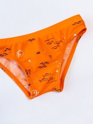 Плавки для мальчика цвет ярко-оранжевый принт морские обитатели на рост 80 см 12-18 мес OVS