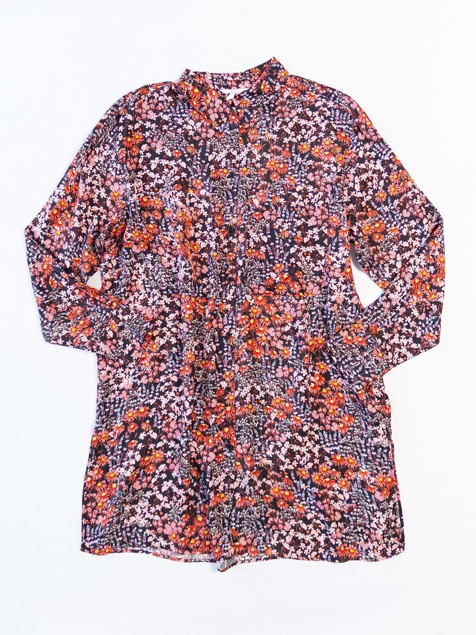 Свободная блуза из вискозной ткани цвет черный/цветы размер EUR L (rus 50-52) H&M