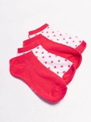 Носки хлопковые короткие для девочки комплект из 2 пар цвет ярко-розовый/белый принт горох длина стопы 18-20 см размер обуви 29-31 OVS
