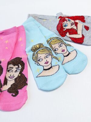 Носки хлопковые для девочки комплект из 3 пар цвет серый/голубой/розовый принт Disney длина стопы 14-16 см размер обуви 23-25 RESERVED